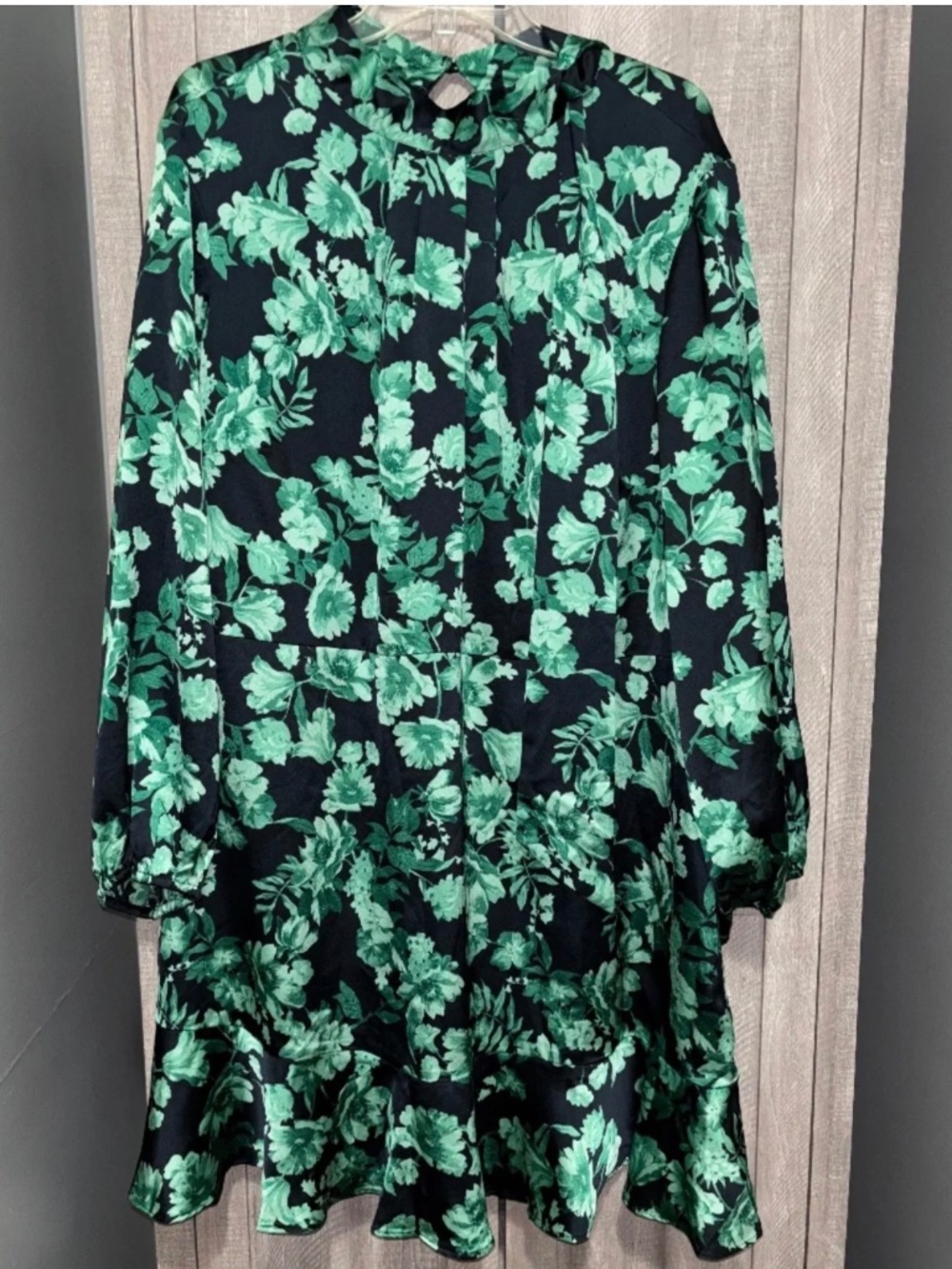 Sugarlips Satin Floral Botanica Dress 3X plus Navy Blue and Kelly Green